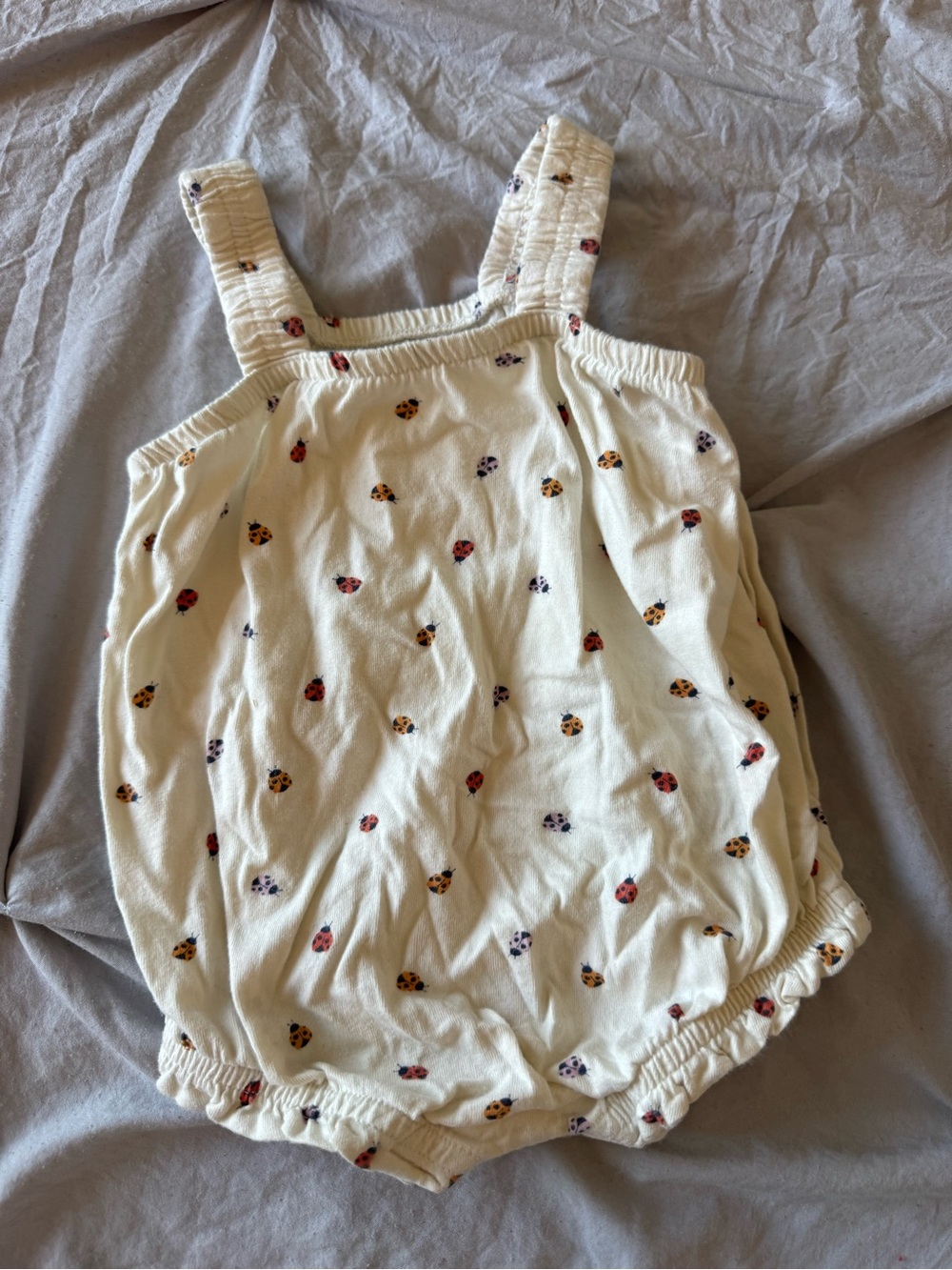 Old Navy Cream Baby Romper with Ladybug Accents